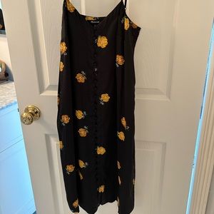 Madewell Black Floral Midi Dress